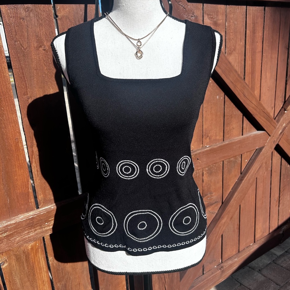 Joseph Black Top with White Circle Pattern